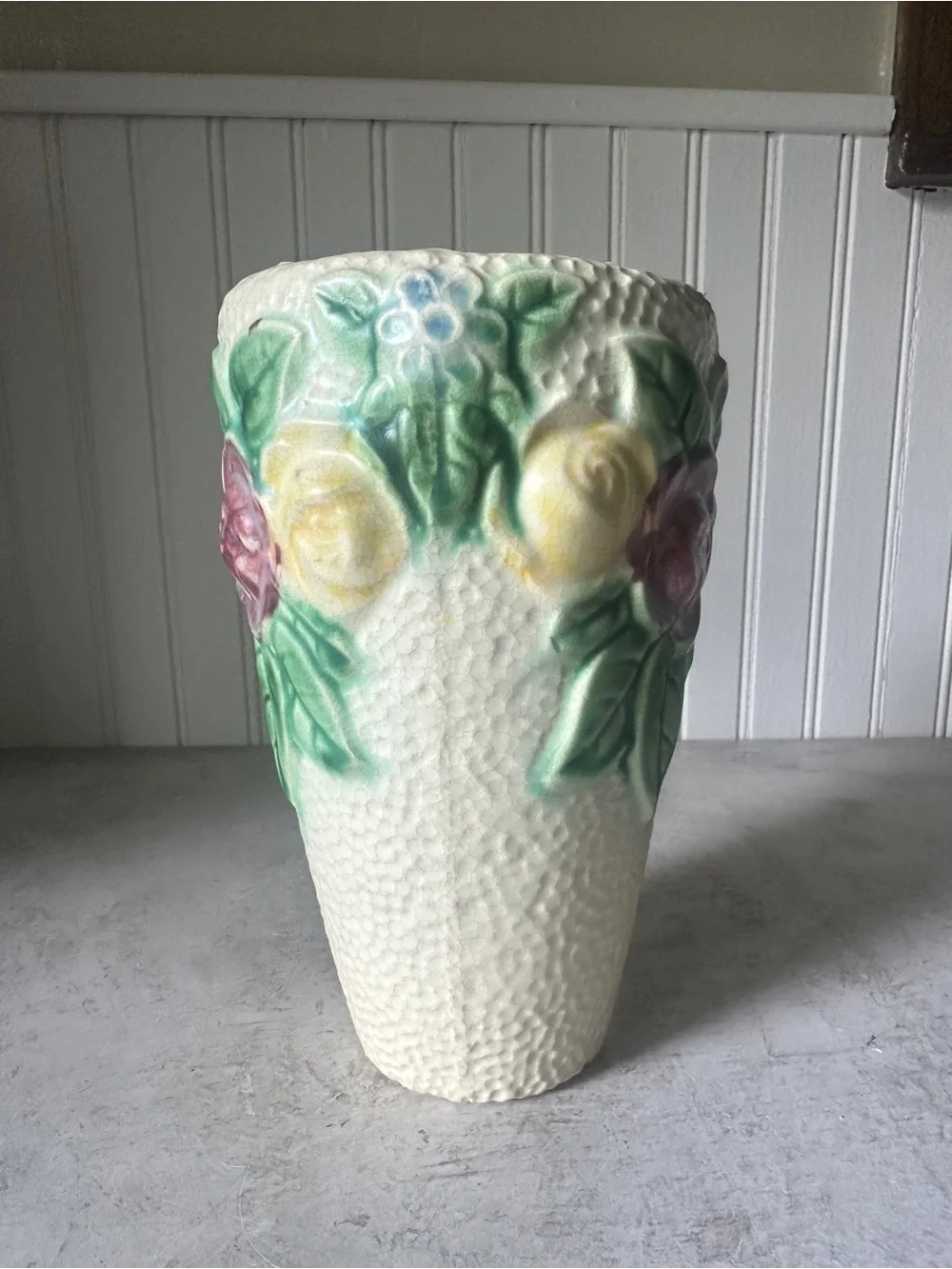 Roseville Rozane 8” Floral Cone Vase 103-8 Antique 1917 Pottery Vintage Decor